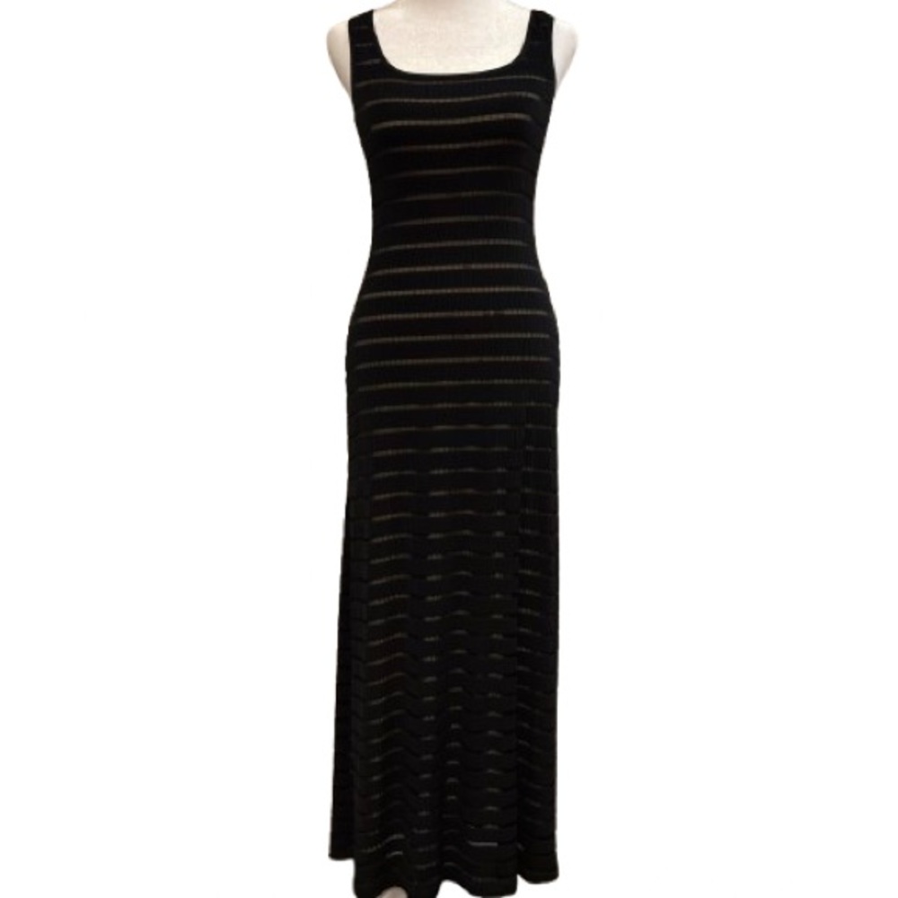 Alexia Admor Black Striped Stretchy Sleeveless Lined Maxi Dress Size S